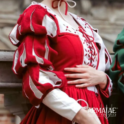 Landsknecht Wasserfallärmel Rot / Weiß – Renaissance Ärmel im Landsknechtstil 4