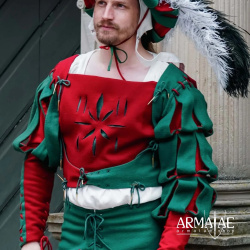 Landsknecht Wasserfallärmel Rot / Grün – Renaissance Ärmel im Landsknechtstil 4
