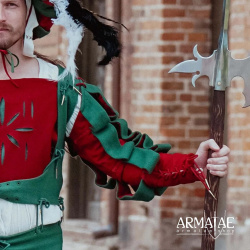 Landsknecht Wasserfallärmel Rot / Grün – Renaissance Ärmel im Landsknechtstil 6