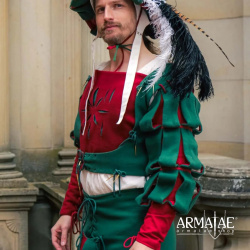 Landsknecht Wasserfallärmel Rot / Grün – Renaissance Ärmel im Landsknechtstil 7