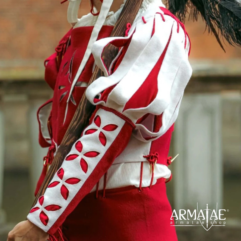Landsknecht Blütenärmel Rot / Weiß – Renaissance Ärmel im Landsknechtstil 1