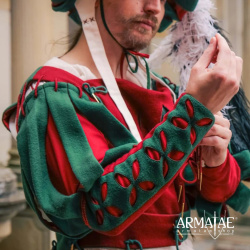 Landsknecht Blütenärmel Rot / Grün – Renaissance Ärmel mit vier Blütenmotiven 7