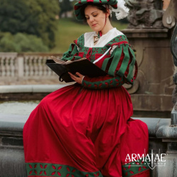 Trossfrau Kleid Grün / Rot – Landsknechtkleid der Renaissance 1