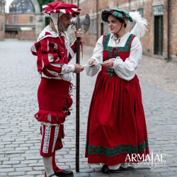 Trossfrau Kleid Grün / Rot – Landsknechtkleid der Renaissance 4