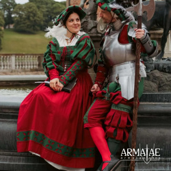 Trossfrau Kleid Grün / Rot – Landsknechtkleid der Renaissance 5