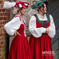 Trossfrau Kleid Grün / Rot – Landsknechtkleid der Renaissance 7