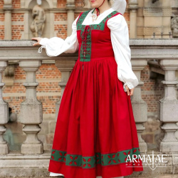 Trossfrau Kleid Grün / Rot – Landsknechtkleid der Renaissance 8