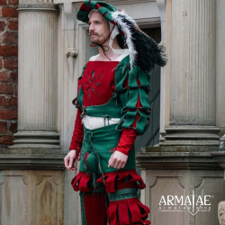 Landsknecht Wams Rot / Grün – Renaissance Wams der Landsknechtzeit 5