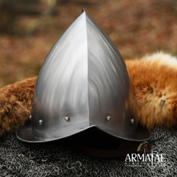 Spitzer Morion Helm mit Lederinlet – Landsknechthelm aus 1,3 mm Stahl 3