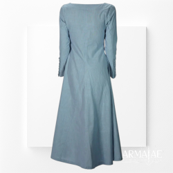Cotehardie Marian – Mittelalterkleid in Blau aus 100 % Baumwolle 3