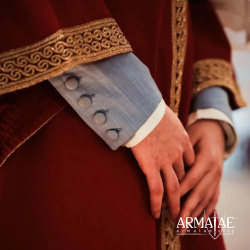 Cotehardie Marian – Mittelalterkleid in Blau aus 100 % Baumwolle 5