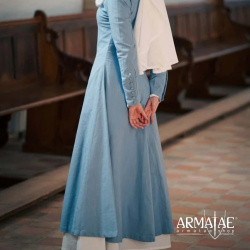 Cotehardie Marian – Mittelalterkleid in Blau aus 100 % Baumwolle 9