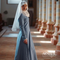Cotehardie Marian – Mittelalterkleid in Blau aus 100 % Baumwolle 11