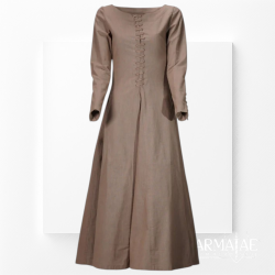 Cotehardie Marian – Mittelalterkleid in Braun aus 100 % Baumwolle 4