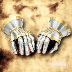 Stundenglashandschuhe – Plattenhandschuhe aus 1,6 mm Stahl mit Messingbeschlägen 6