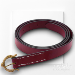Wikinger Langgürtel aus Leder – Rot mit Schlangenkopf-Messingschnalle – 140, 160 oder 180 cm 4