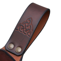 Trinkhornhalter aus Leder mit keltischer Prägung – Größe S – Grün, Braun oder Rot 5