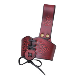 Trinkhornhalter aus Leder mit keltischer Prägung – Größe S – Grün, Braun oder Rot 2