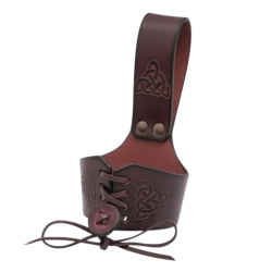Trinkhornhalter aus Leder mit keltischer Prägung – Größe S – Grün, Braun oder Rot 4