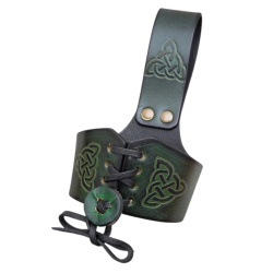 Trinkhornhalter aus Leder mit keltischer Prägung – Größe L – Grün, Braun oder Rot 7