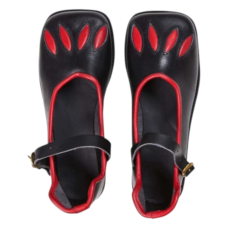 Kuhmaulschuhe „Rich Landsknecht“ – Renaissance Lederschuhe Schwarz/Rot – Gr. 36–47 - 1