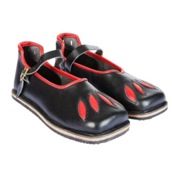 Kuhmaulschuhe „Rich Landsknecht“ – Renaissance Lederschuhe Schwarz/Rot – Gr. 36–47 - 2