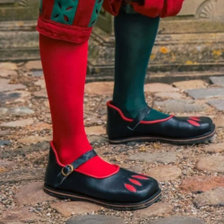 Kuhmaulschuhe „Rich Landsknecht“ – Renaissance Lederschuhe Schwarz/Rot – Gr. 36–47 - 5