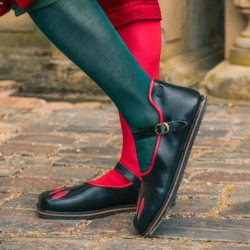 Kuhmaulschuhe „Rich Landsknecht“ – Renaissance Lederschuhe Schwarz/Rot – Gr. 36–47 - 9