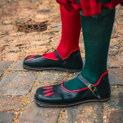 Kuhmaulschuhe „Rich Landsknecht“ – Renaissance Lederschuhe Schwarz/Rot – Gr. 36–47 - 10