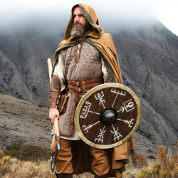 Wikinger Rundschild „Vegvísir – Wegweiser“ – 60 cm mit Rohhautrand 9