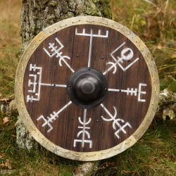 Wikinger Rundschild „Vegvísir – Wegweiser“ – 60 cm mit Rohhautrand 8