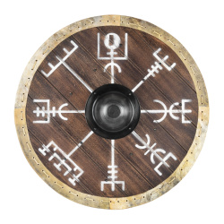 Wikinger Rundschild „Vegvísir – Wegweiser“ – 60 cm mit Rohhautrand 1