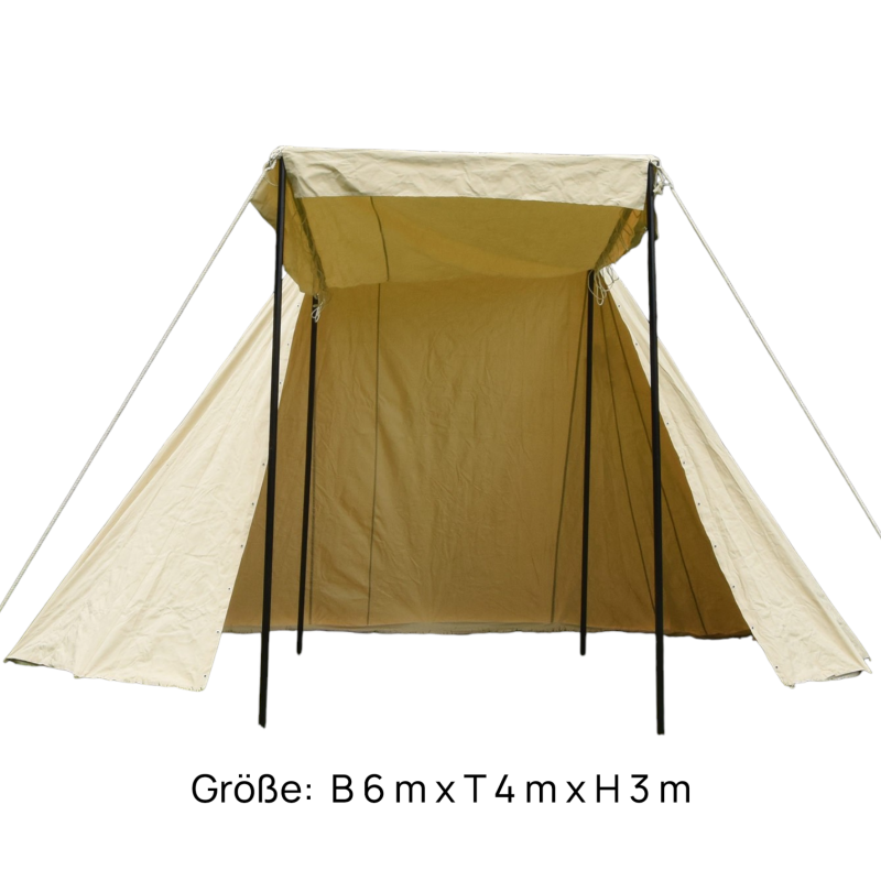 Sächsisches Zelt, Händlerzelt 4 × 6 m – 425 g/m² Baumwolle – Natur 1