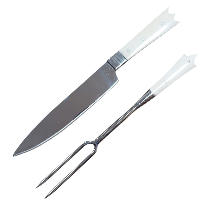 Mittelalter Besteck-Set mit Griffschalen aus echtem Bein – Messer und Gabel 1