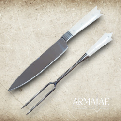 Mittelalter Besteck-Set mit Griffschalen aus echtem Bein – Messer und Gabel 7