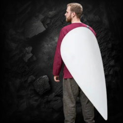 Großer Normannenschild aus Holz – weißer Leinwandbezug – 127 cm 2