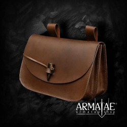 Mittelalterliche Gürteltasche aus Leder mit Hornknebel 3