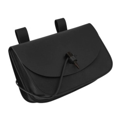 Mittelalterliche Gürteltasche aus schwarzem Leder mit Hornknebel 1