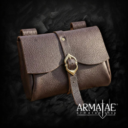 Mittelalterliche Gürteltasche aus Leder – Schwarz & Braun 5