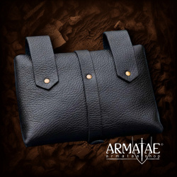 Mittelalterliche Gürteltasche aus Leder – Schwarz & Braun 4