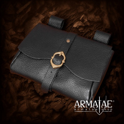Mittelalterliche Gürteltasche aus Leder – Schwarz & Braun 8