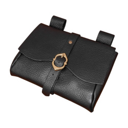 Mittelalterliche Gürteltasche aus Leder – Schwarz & Braun 2