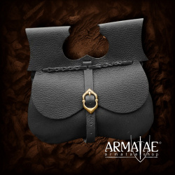 Mittelalterliche Nierentasche aus Leder – Schwarz & Braun 4